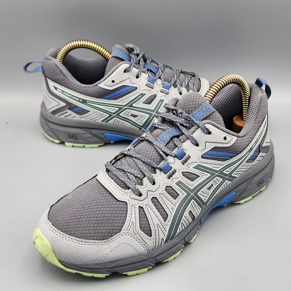 Asics Gel Venture 7 Women's Size 7.5 Gray Mint Green Running Shoes 1012A476